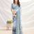grey floral printed pure georgette saree