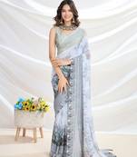 white zari pure georgette designer saree