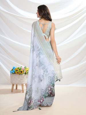 white zari pure georgette designer saree 4