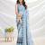 blue embroidered pure georgette designer saree