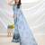 blue embroidered pure georgette designer saree