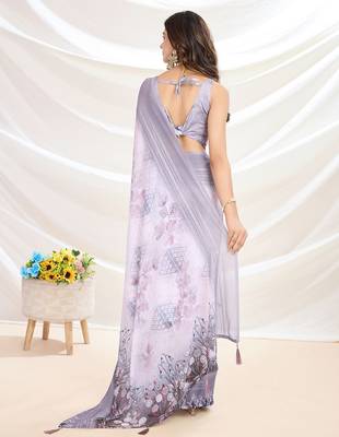 grey embroidered pure georgette saree 3