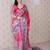 pink floral printed zari tussar saree