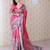 pink floral printed zari tussar saree