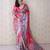 pink floral printed zari tussar saree