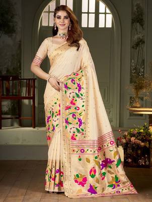white woven design zari kanjeevaram saree 1