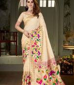 white woven design zari kanjeevaram saree