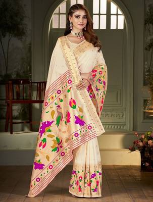 white woven design zari kanjeevaram saree 4
