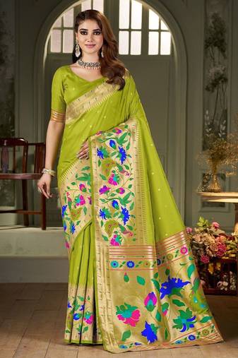 green woven design zari kanjeevaram saree