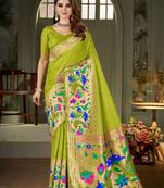 green woven design zari kanjeevaram saree