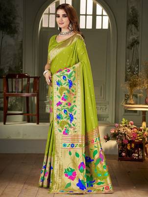 green woven design zari kanjeevaram saree 2