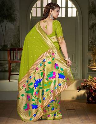 green woven design zari kanjeevaram saree 3