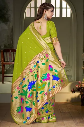 green woven design zari kanjeevaram saree