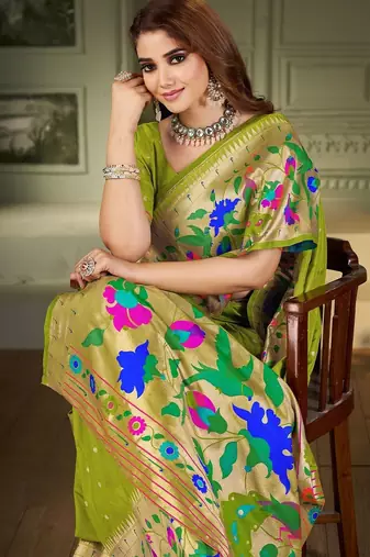 green woven design zari kanjeevaram saree