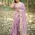 lavender checked zari silk blend saree