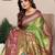 green woven design zari silk blend designer banarasi saree