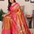 orange woven design zari silk blend designer banarasi saree