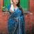 teal floral saree