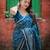 teal floral saree