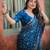 teal floral saree