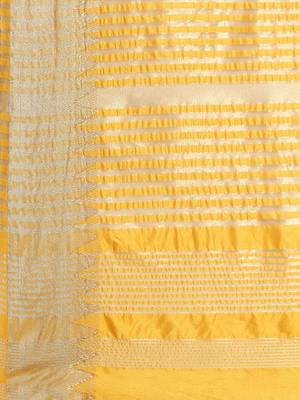 yellow yellow & red floral embroidered silk cotton saree 4