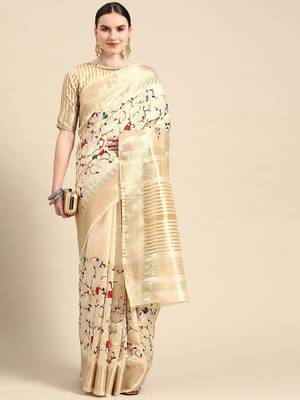 off_white off white & red floral embroidered silk cotton saree 1