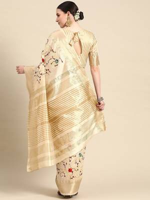 off_white off white & red floral embroidered silk cotton saree 2