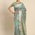 turquoise turquoise floral embroidered silk cotton saree