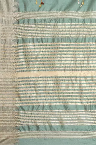 turquoise turquoise floral embroidered silk cotton saree