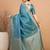 blue ethnic motifs zari satin banarasi saree
