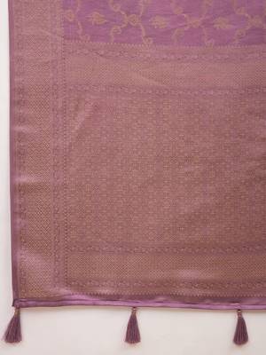 purple ethnic motifs zari satin banarasi saree 5