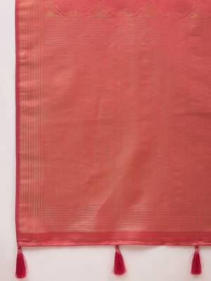 rust ethnic motifs satin designer banarasi saree 5