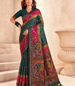 multicolor ethnic motifs zari pashmina designer saree