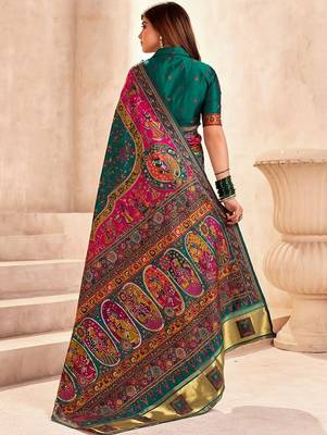 multicolor ethnic motifs zari pashmina designer saree 2