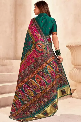 multicolor ethnic motifs zari pashmina designer saree