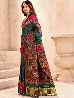 multicolor ethnic motifs zari pashmina designer saree 3