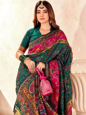 multicolor ethnic motifs zari pashmina designer saree 4