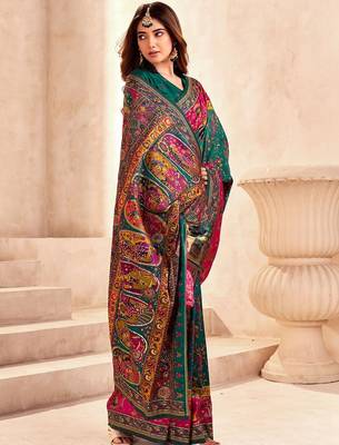 multicolor ethnic motifs zari pashmina designer saree 5