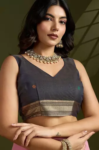 pink woven design zari handloom paithani saree