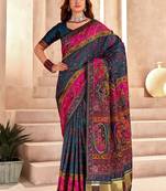 navy_blue ethnic motifs zari pashmina saree