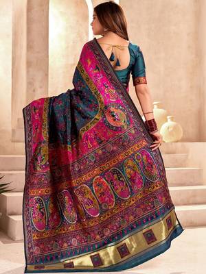 navy_blue ethnic motifs zari pashmina saree 2