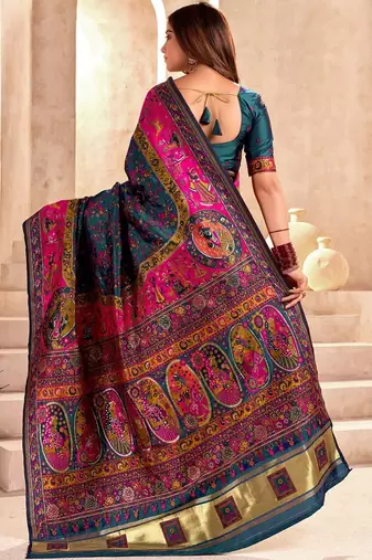 navy_blue ethnic motifs zari pashmina saree