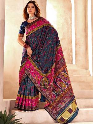 navy_blue ethnic motifs zari pashmina saree 3