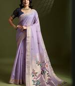 lavender woven design zari paithani saree