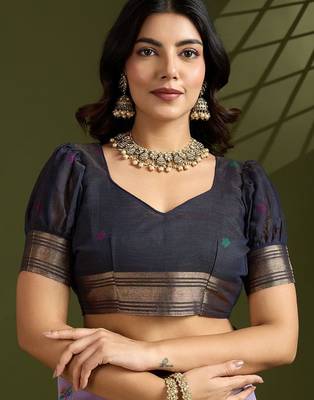 lavender woven design zari paithani saree 4