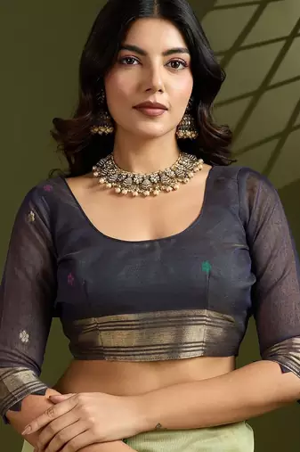 light_lime floral woven design zari paithani saree