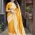 yellow batik print cotton saree with blouse