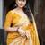 yellow batik print cotton saree with blouse