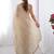 cream embellished beads and stones silk blend designer saree