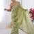 green embellished beads and stones silk blend designer saree